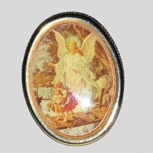 Religious Angle Looking Over Children lapel pin small Costume Jewelry